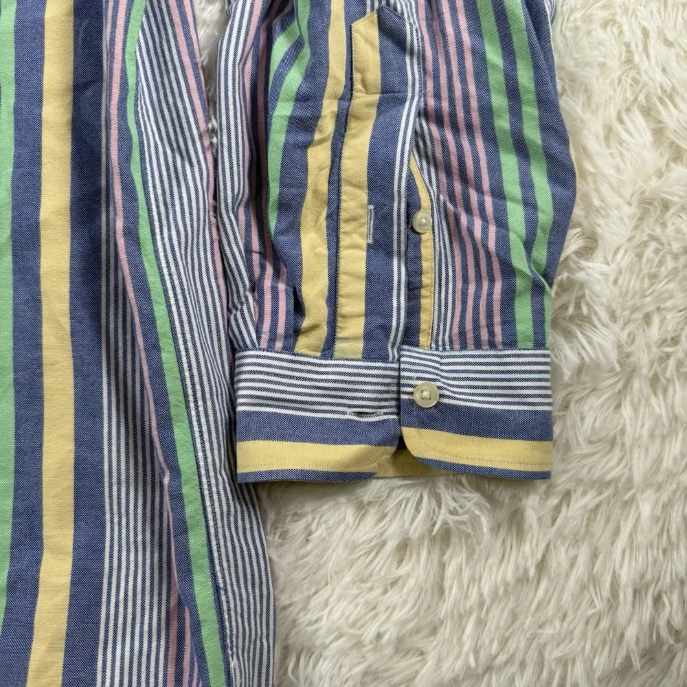 Polo Ralph Lauren Shirt Men XXLT Easter Pastel Colorblock‎ Vertical Stripe Pony